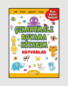HAYVANLAR BOYAMA KİTABI+ÇIKARTMALI+KURU BOYA HEDİYELİ (24 SAYFA)