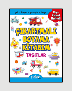 TAŞITLAR BOYAMA KİTABI+ÇIKARTMALI+KURU BOYA HEDİYELİ (24 SAYFA)